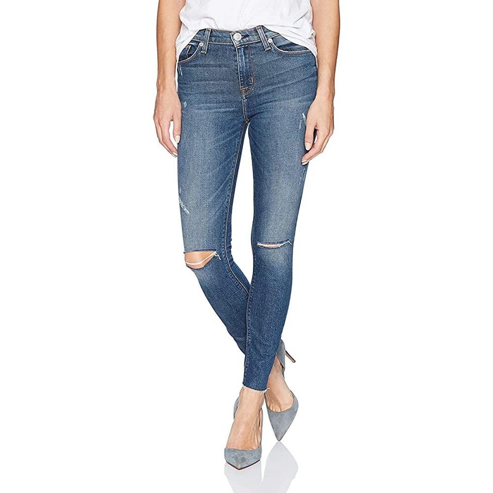 Hudson Barbara High Waist Super Skinny Jeans Raw Hemline Size 26
